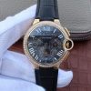 Cartier Ballon Bleu De Cartier Chrono YG Black Dial Diamonds Bezel A8101