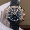 Omega OMF Planet Ocean Master Chronometer SS/RG Blue Bezel Blue Dial Leather Strap A9901