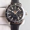 Omega Planet Ocean SS GMT Black Dial Silver Markers Black Rubber Strap A8605