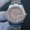 Rolex Day-Date 218399 Roman Numerals SS Full Diamonds A3255