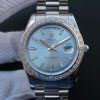 Rolex Day Date SS Diamonds Bezel Ice Blue Dial Crystal Markers SS Bracelet A3255