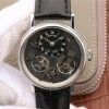 Breguet Tradition 7057BB/G9/9W6 SS SF Black Skeleton Dial Black Leather Strap A507